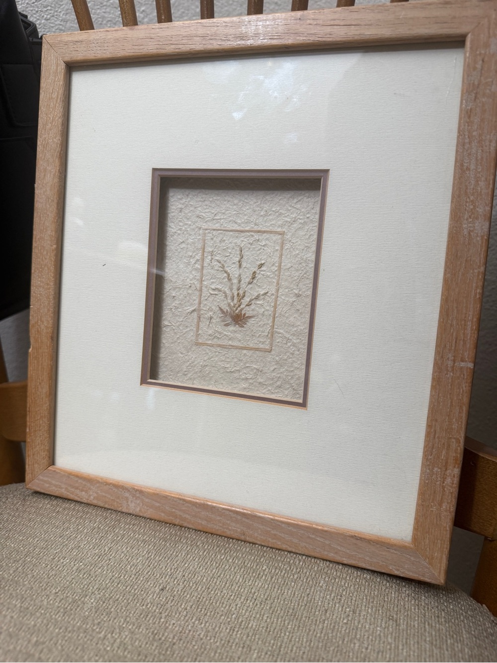 Handmade Paper Botanical Wall Art with Light Wood Frame